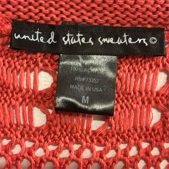 United States Sweaters Women's M Red Crochet Knit Pullover Sweater - Picture 7 of 12